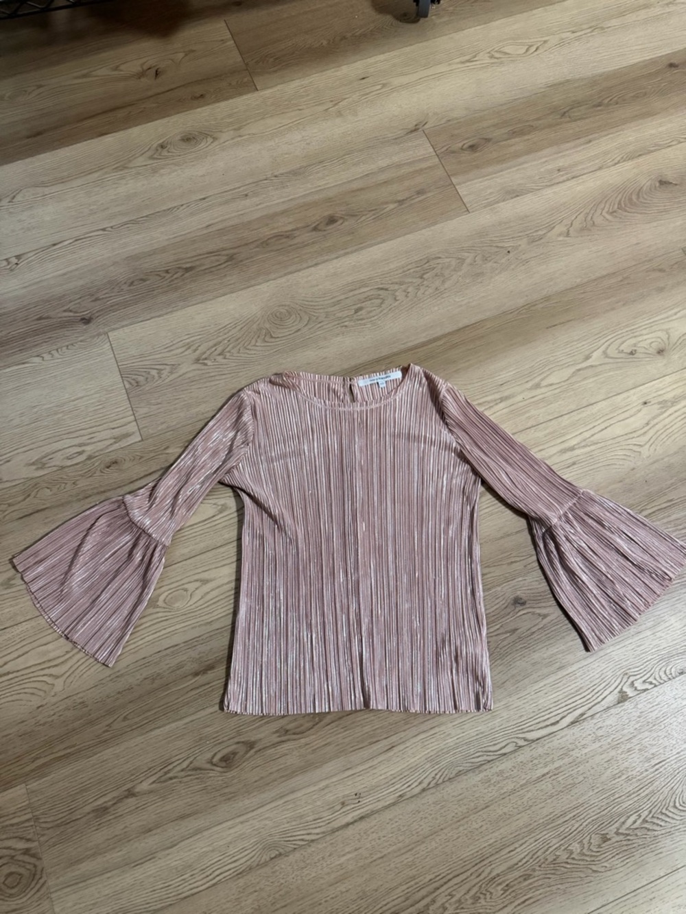 Pleated Bell-Sleeve Top in Dusty Pink